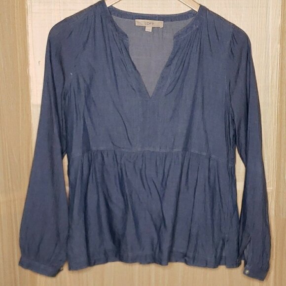 LOFT Tops - Loft Womens Blue Cotton Lightweight Tunic Small